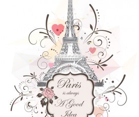 Eiffel tower with abstract background vector 02