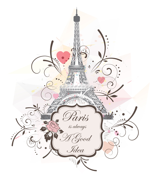 Eiffel tower with abstract background vector 02