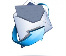 Email with blue arrow vector 02