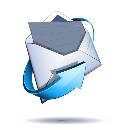 Email with blue arrow vector 02