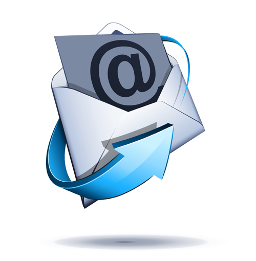 Email with blue arrow vector 03