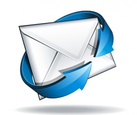 Email with blue arrow vector 04