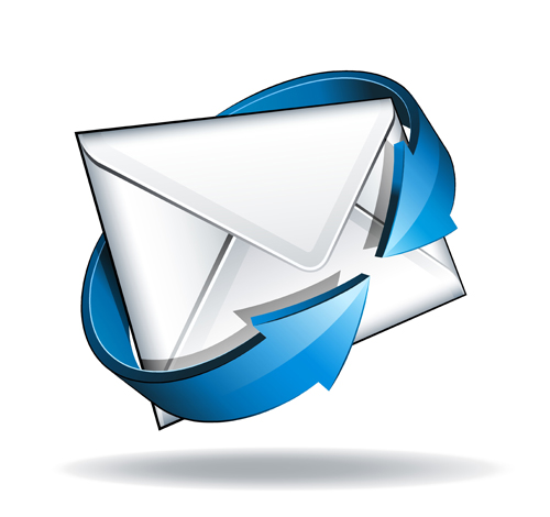 Email with blue arrow vector 04