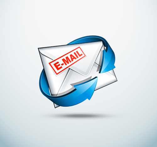 Email with blue arrow vector 05