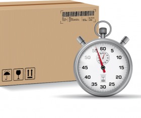 Express delivery poster with cardboard boxes and stopwatch vector 02