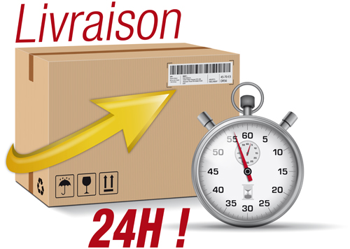 Express delivery poster with cardboard boxes and stopwatch vector 08