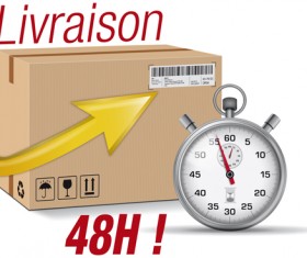 Express delivery poster with cardboard boxes and stopwatch vector 10