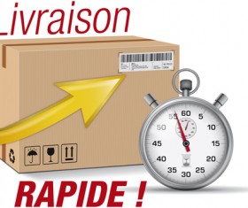 Express delivery poster with cardboard boxes and stopwatch vector 12