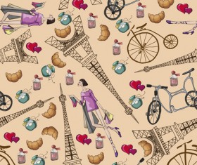 Fashion paris seamless pattern vectors 01