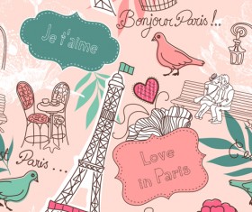 Fashion paris seamless pattern vectors 04