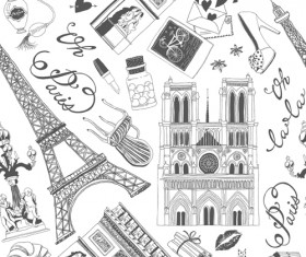 Fashion paris seamless pattern vectors 05