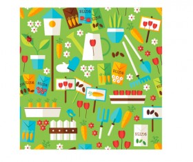 Flat nature gardening and environment seamless pattern vector 03