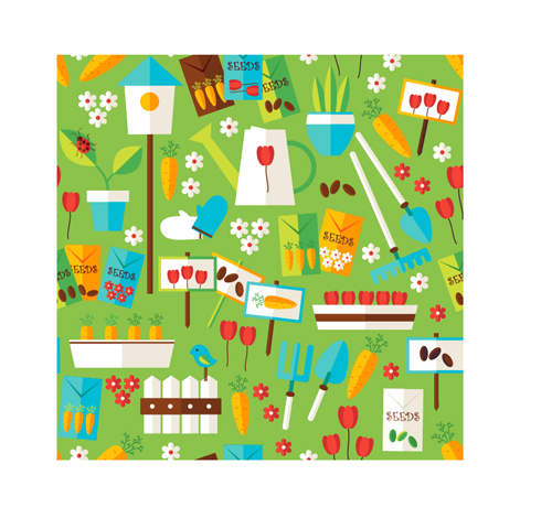 Flat nature gardening and environment seamless pattern vector 03