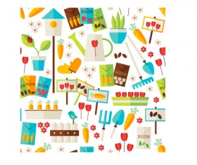 Flat nature gardening and environment seamless pattern vector 06