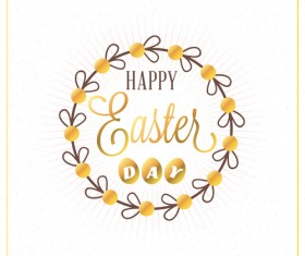 Floral frame with happy easter background vector 02