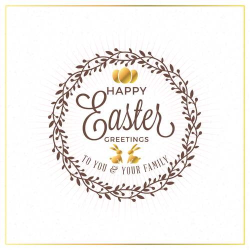 Floral frame with happy easter background vector 03