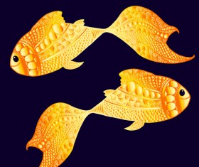 Floral golden fish vector