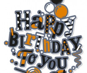 Floral happy birthday text design vector 03