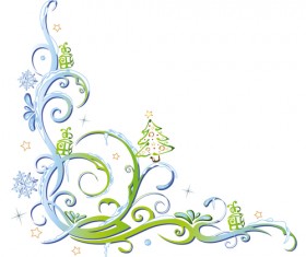 Floral ornaments with tree with snowflake vector
