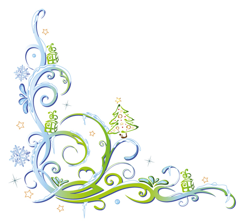 Floral ornaments with tree with snowflake vector