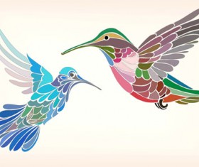 Floral pattern hummingbird vector 01