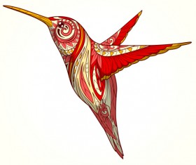 Floral pattern hummingbird vector 02