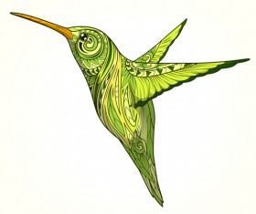 Floral pattern hummingbird vector 03