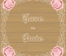 Flower wedding invitation with background wooden vector