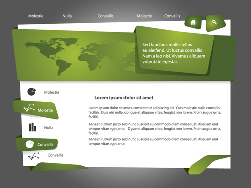 Fresh green styles website template vector 01