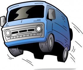 Funny cartoon bus vector set 05