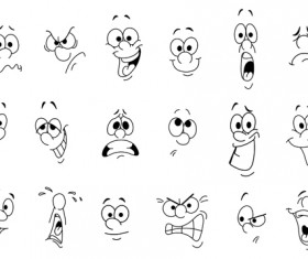 Funny facial expressions vector set