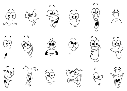 Funny facial expressions vector set