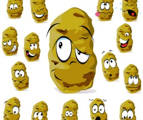 Funny potato face icons set