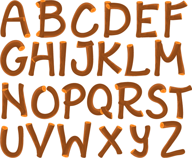 Funny wood alphabet vector