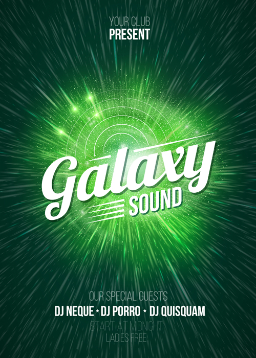 Galaxy sound party flyer design vector 02