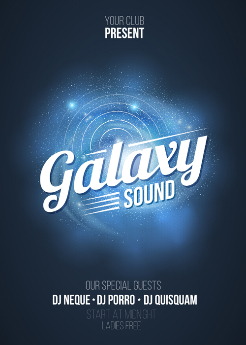 Galaxy sound party flyer design vector 04