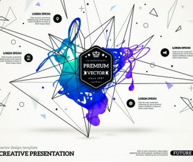 Geometric lines with grunge background business vector 02