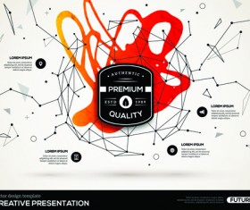 Geometric lines with grunge background business vector 03