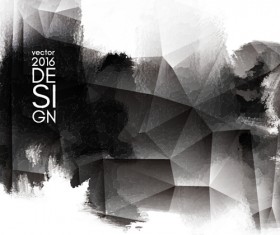 Geometric shapes with inkblot grunge background vector 01