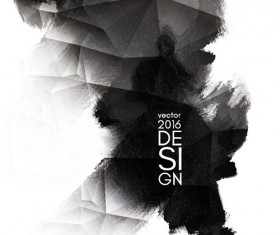 Geometric shapes with inkblot grunge background vector 02