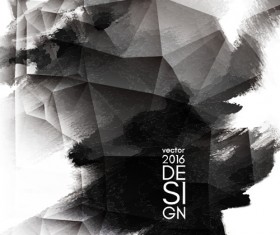 Geometric shapes with inkblot grunge background vector 03