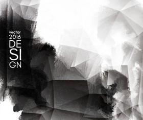 Geometric shapes with inkblot grunge background vector 04