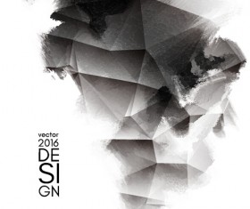 Geometric shapes with inkblot grunge background vector 05