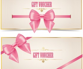 Gift voucher with pink bow vectors