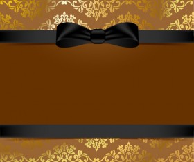 Golden background with black bow vector 01