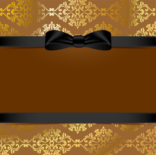 Golden background with black bow vector 01