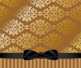 Golden background with black bow vector 02