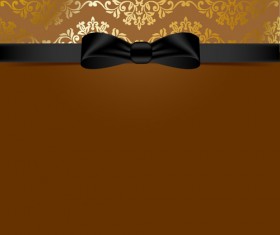 Golden background with black bow vector 03
