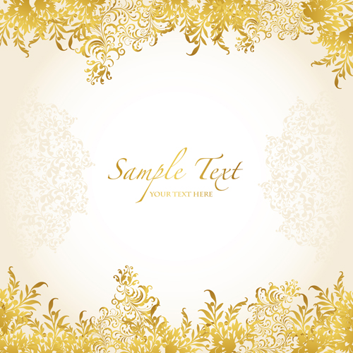 Golden floral elegant background vector 04
