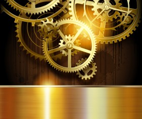 Golden gear wheels with metal vector